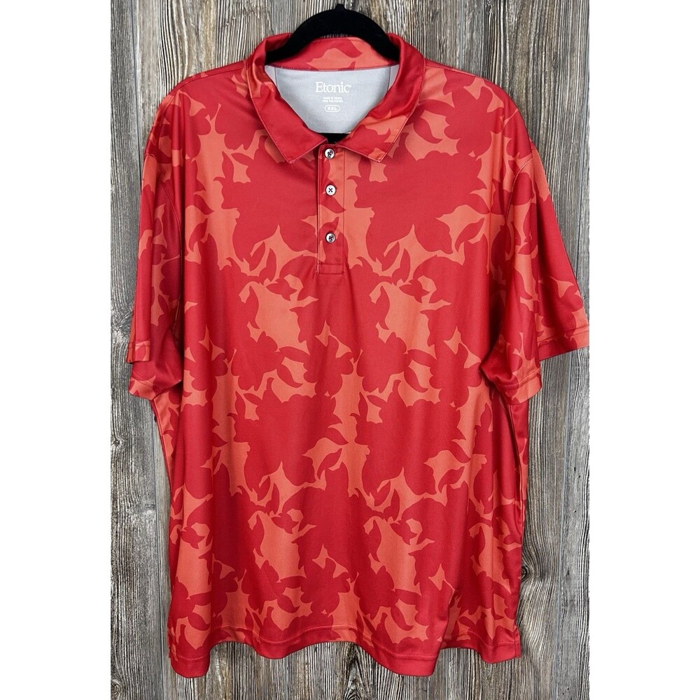 Etonic Polo Shirt Mens XXL, 2XL‎ Orange Camo Performance Golf
